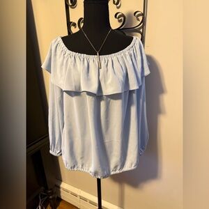 MICHAEL Michael Kors Light Blue Off-Shoulder Blouse